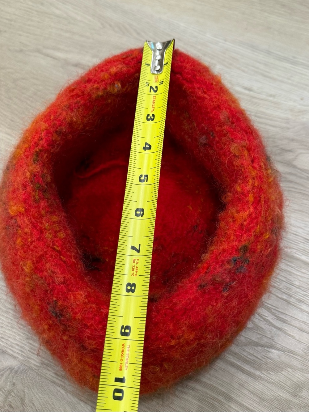 Felted Fuzzy Red with hints of yellow Wool Blend Rolled Bucket Hat - Picture 8 of 9